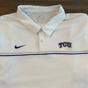 Nike Dri Fit TCU Horned Frogs Short Sleeve Polo Shirt Size XL Gently Worn